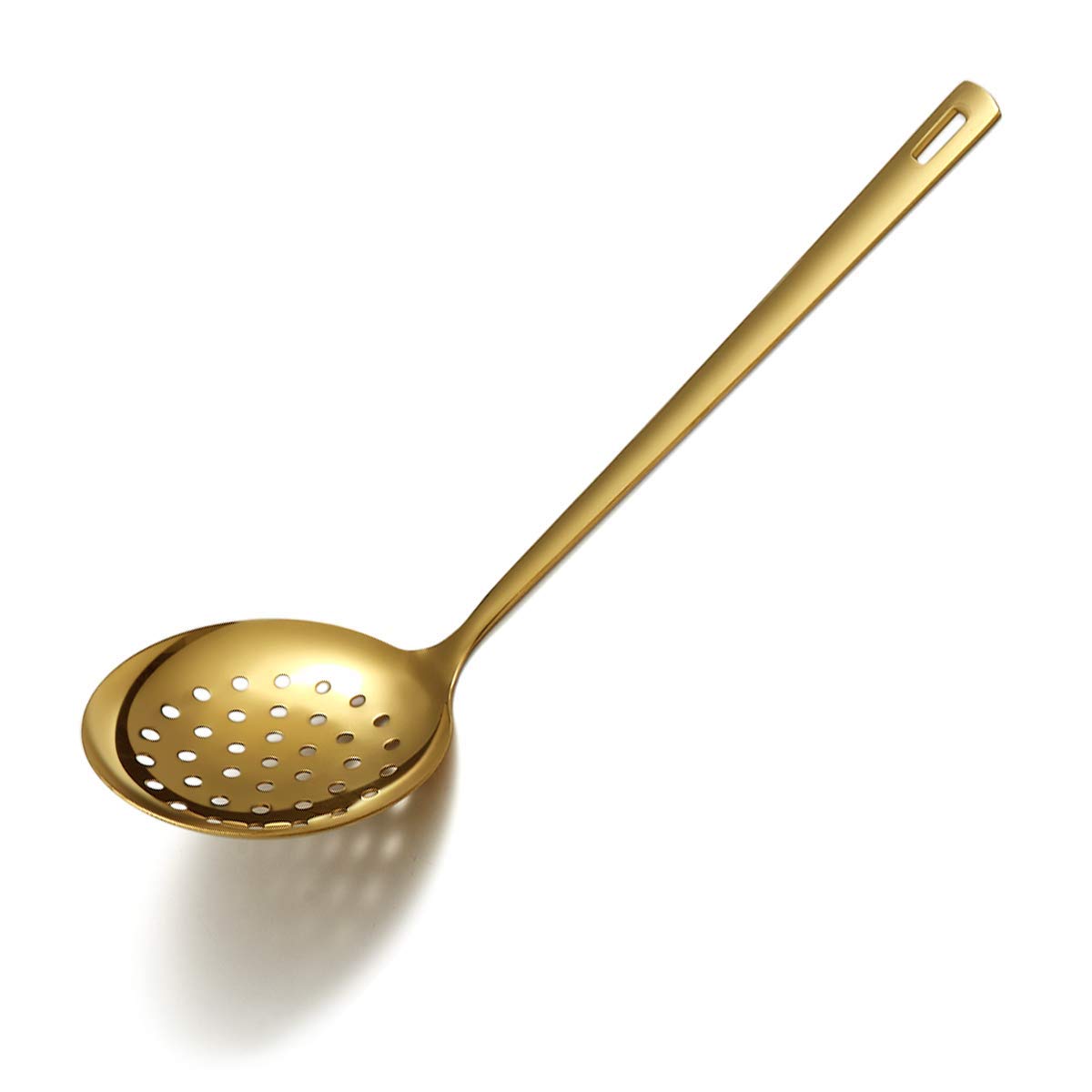 Gold Cooking Spoon, Berglander Stainless Steel Slotted Spoon Titanium Gold Plating, Kitchen Serving Basting Spoon For Cooking, Dishwasher Safe, Easy to Clean