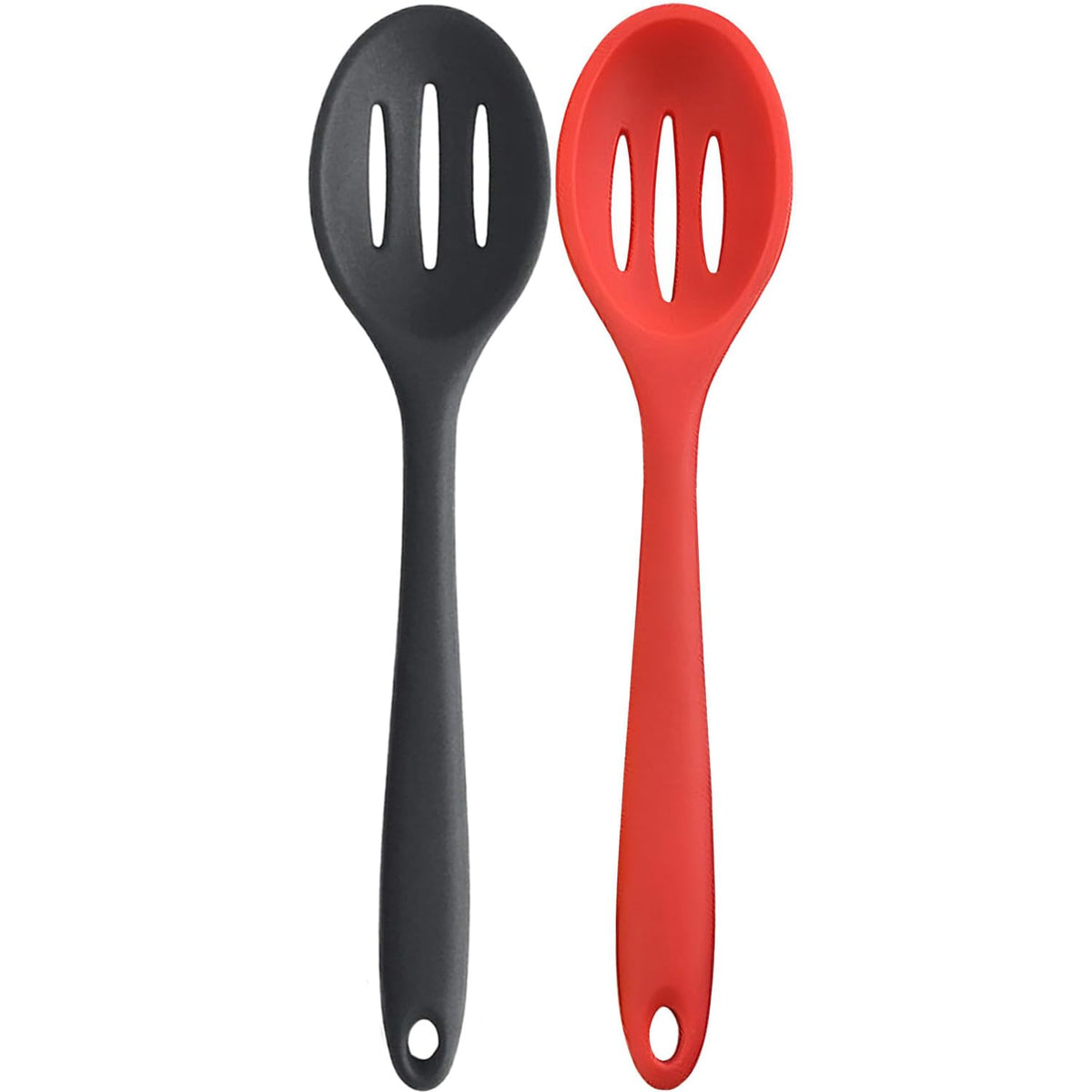 4 Pieces Silicone Slotted Spoons,Nonstick Mixing Serving Spoons for Kitchen Cooking Bake Stir Draining Tool