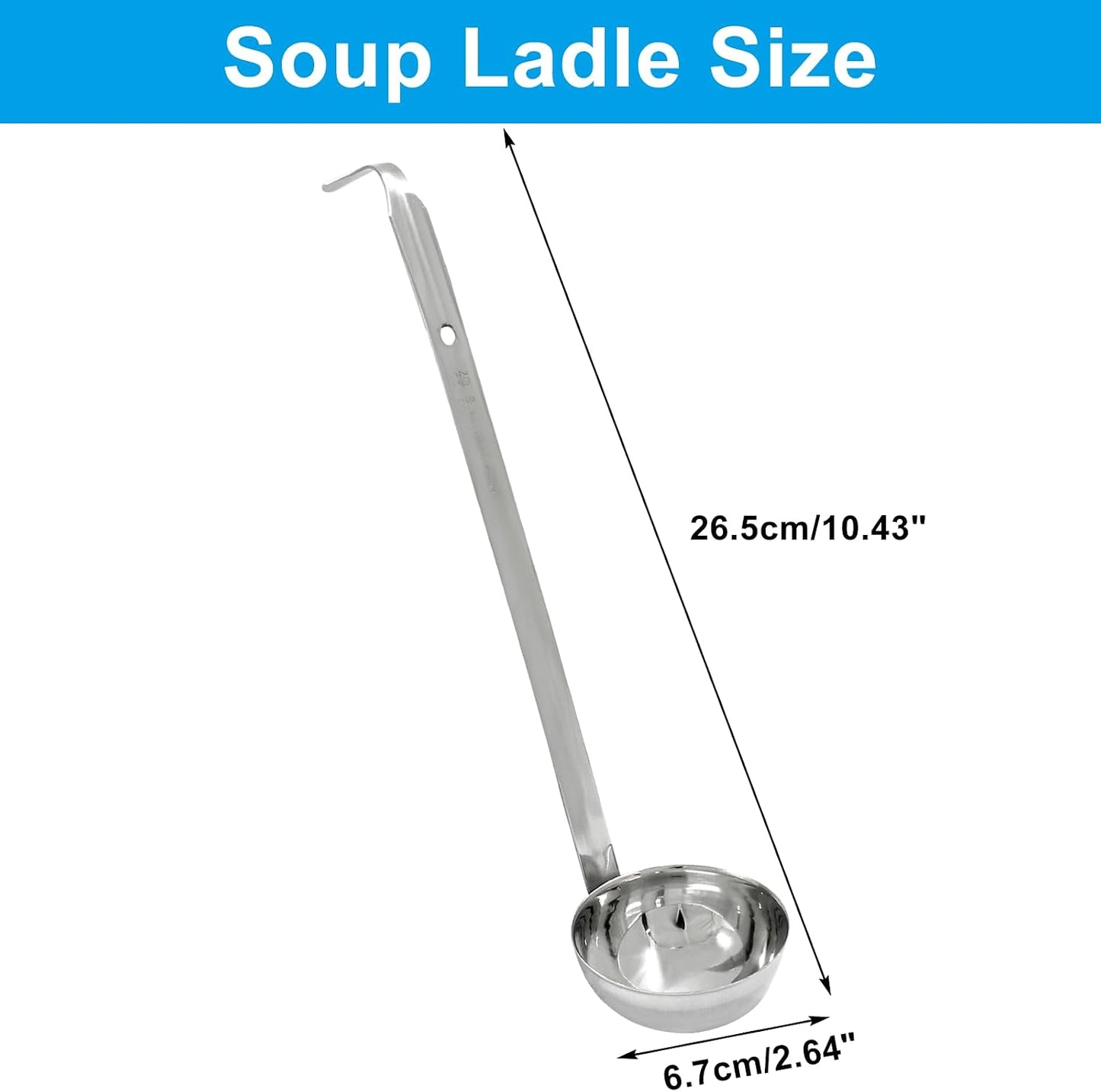 Piutouyar 3 Pcs 3 oz Soup Ladle Set with Long Hooked Handle