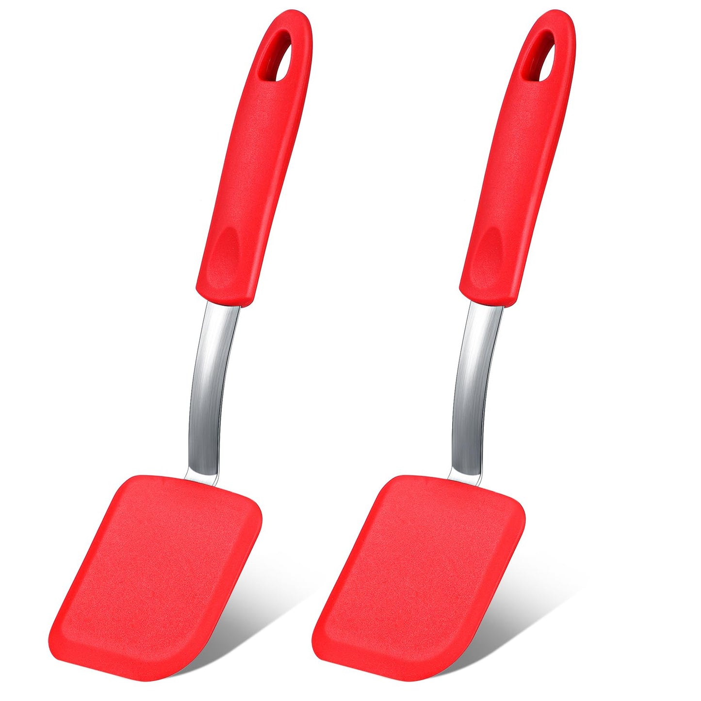 2 Pcs Mini Silicone Cookie Brownie Spatula,Solid Flat,Gray, Blue