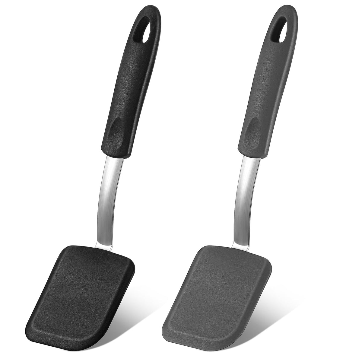 2 Pcs Mini Silicone Cookie Brownie Spatula,Solid Flat,Gray, Blue