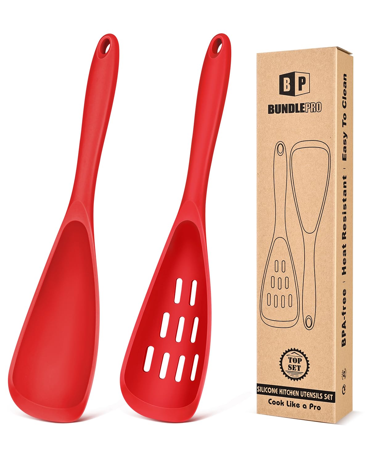 Pack of 2 Cooking Spoons for Non Stick Cookware, Multifunction Spatula Spoon BPA-Free, One-Piece Design, Suitable for Scooping, Scraping, Serving and Mixing(BLACK)