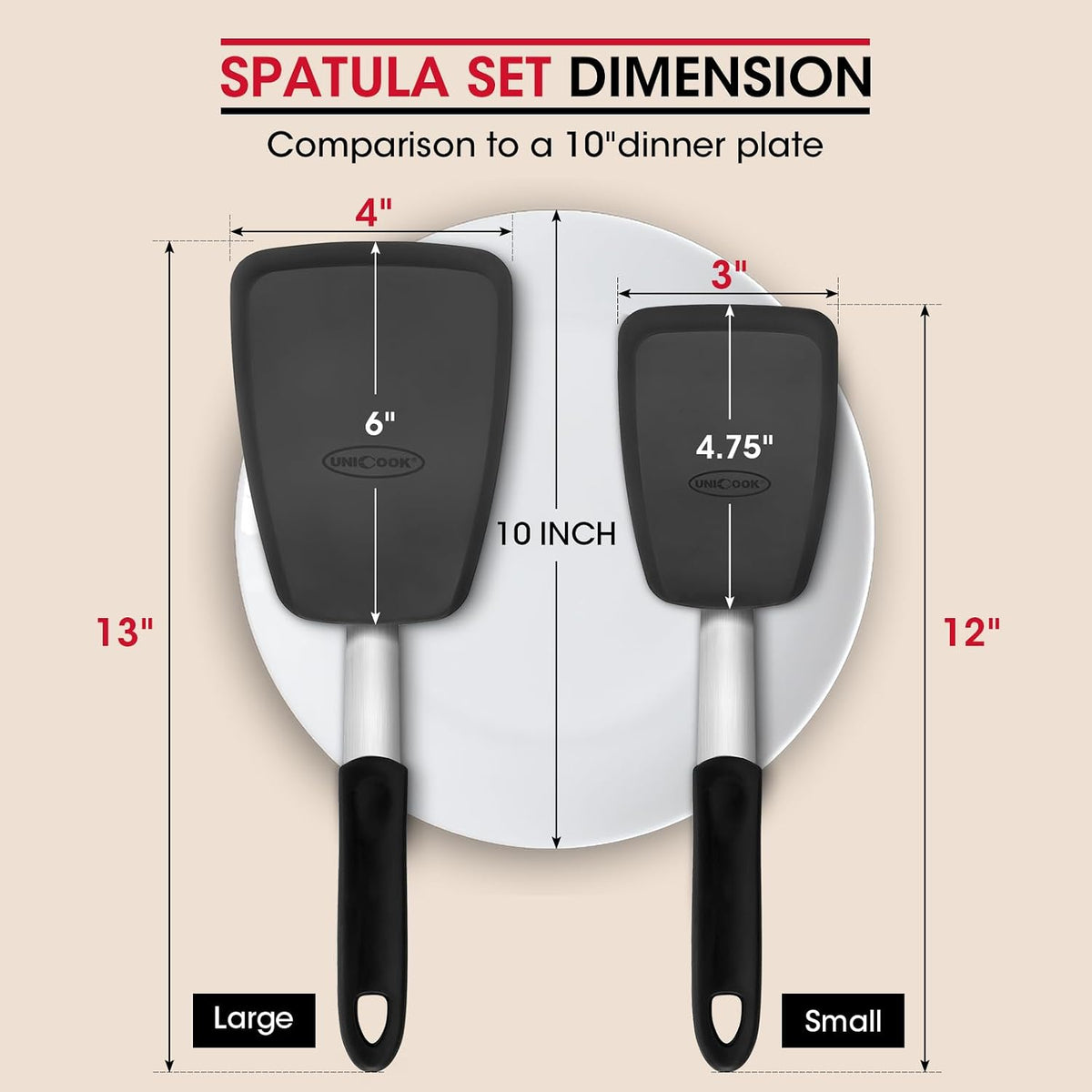 Unicook 2 Pieces Flexible Silicone Spatula Set for Kitchen Use, Food Grade