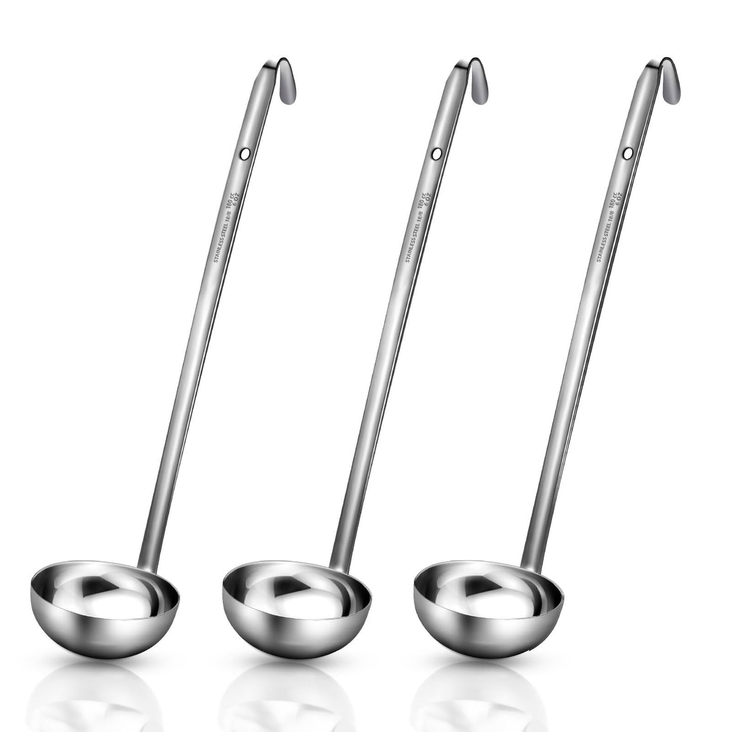 Meekoo 3 Pcs Stainless Steel Ladles Soup with Long Handle,2 oz