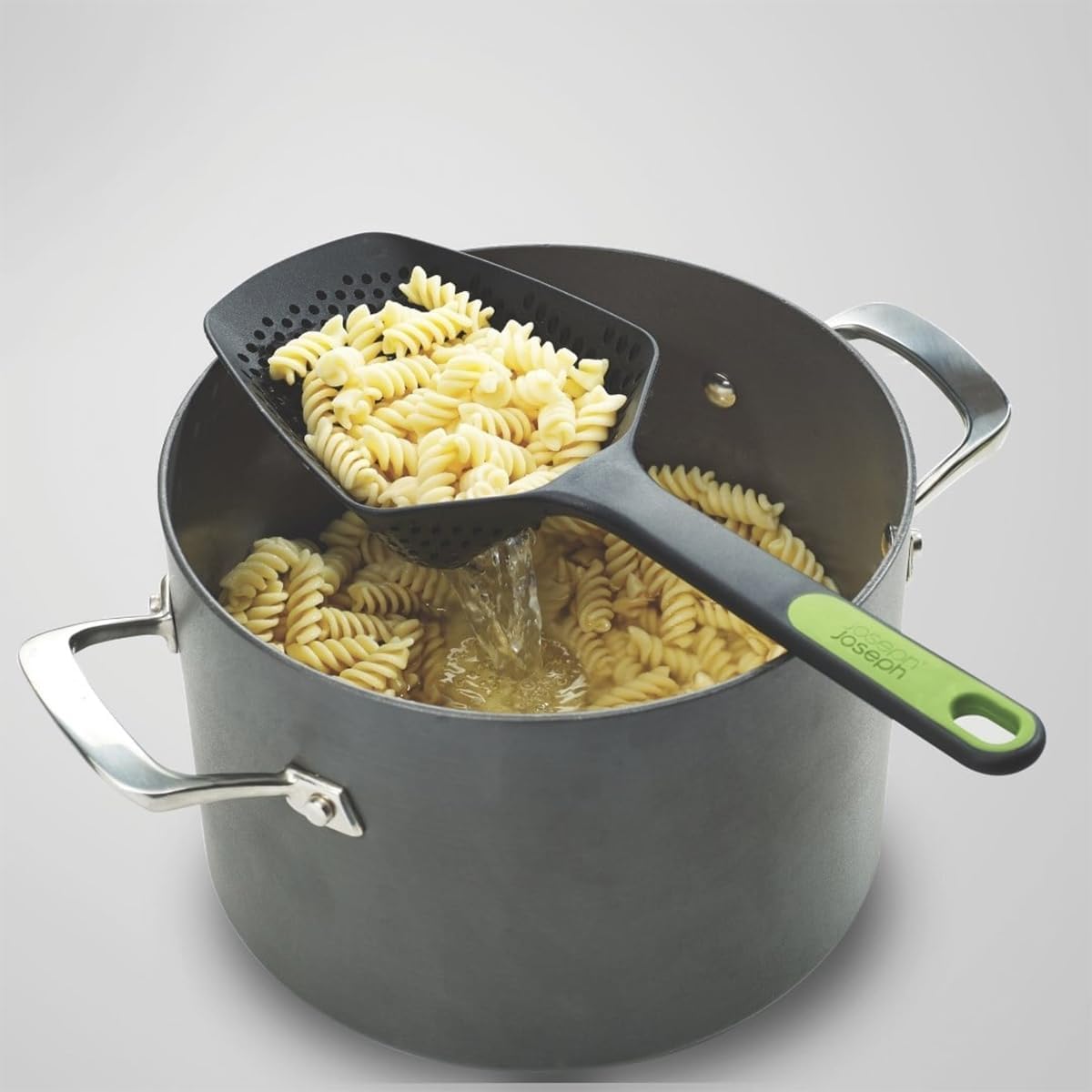 Joseph Joseph 10160 Scoop Colander Strainer Slotted Spoon, Large, Gray/Green