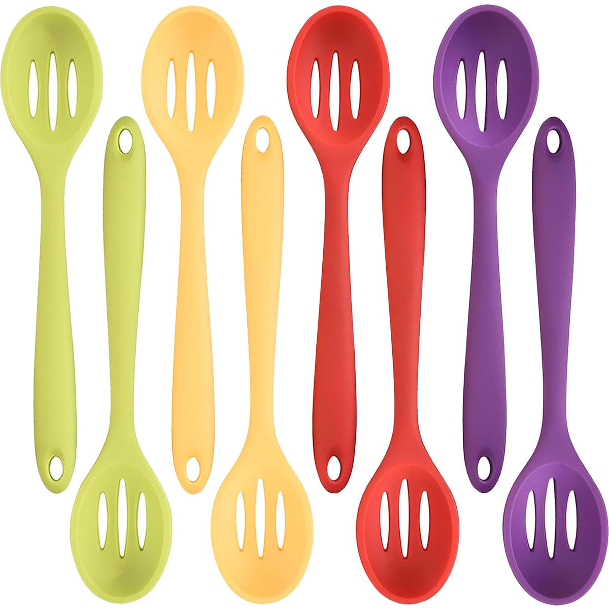 4 Pieces Silicone Slotted Spoons,Nonstick Mixing Serving Spoons for Kitchen Cooking Bake Stir Draining Tool