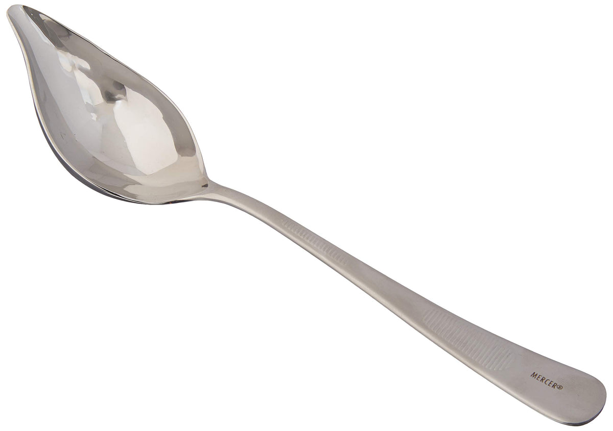 Mercer Culinary 18-8 Stainless Steel Plating Spoon with Slotted Bowl, 7-7/8 Inch,Silver