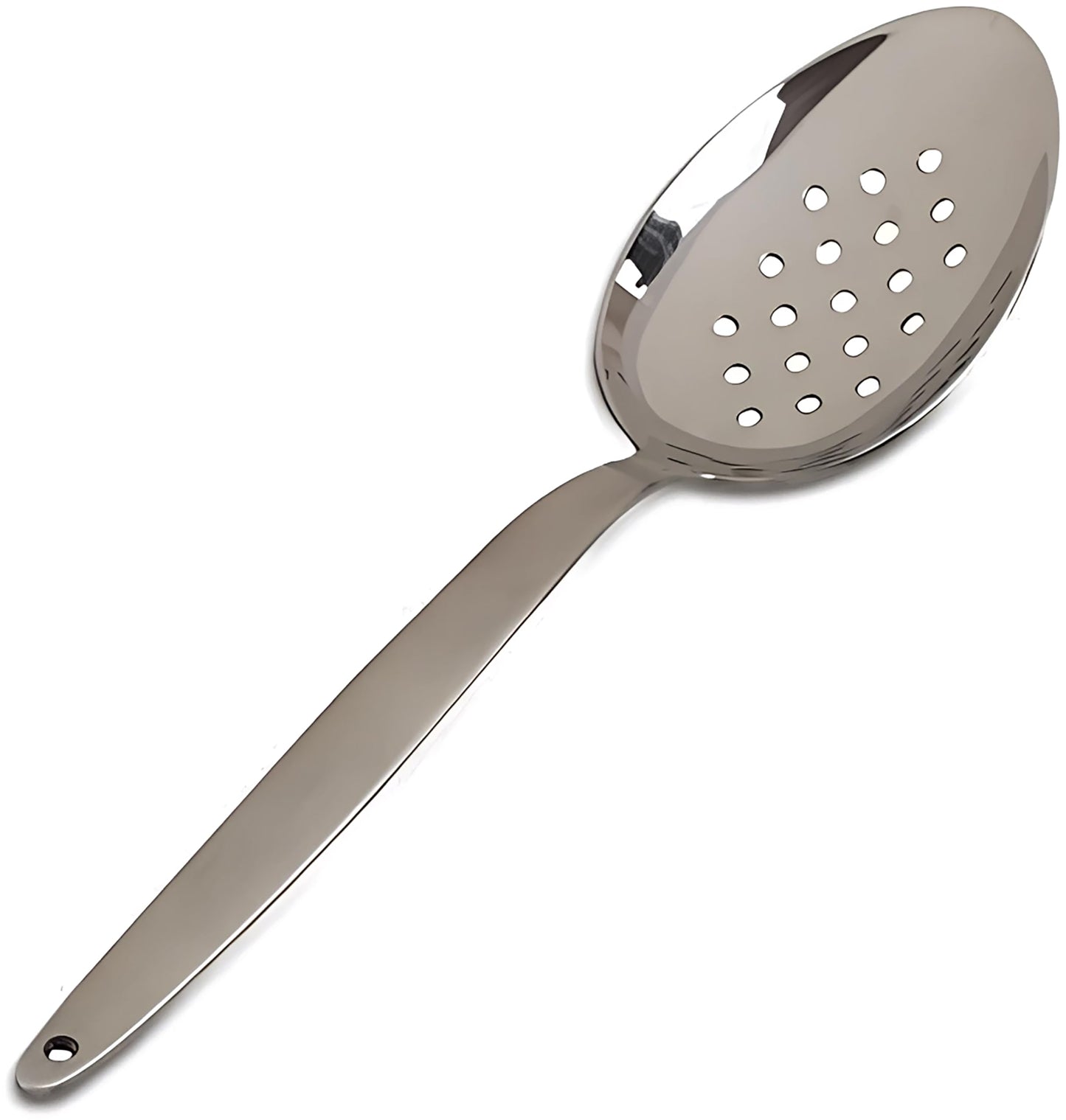 Chef Kunz Slotted Spoon | 9 Inch 18/10 Stainless Steel Silver Chef Cooking Spoons | Basting, Quenelle, Plating Spoon for Draining and Serving, Dishwasher Safe (Slotted)