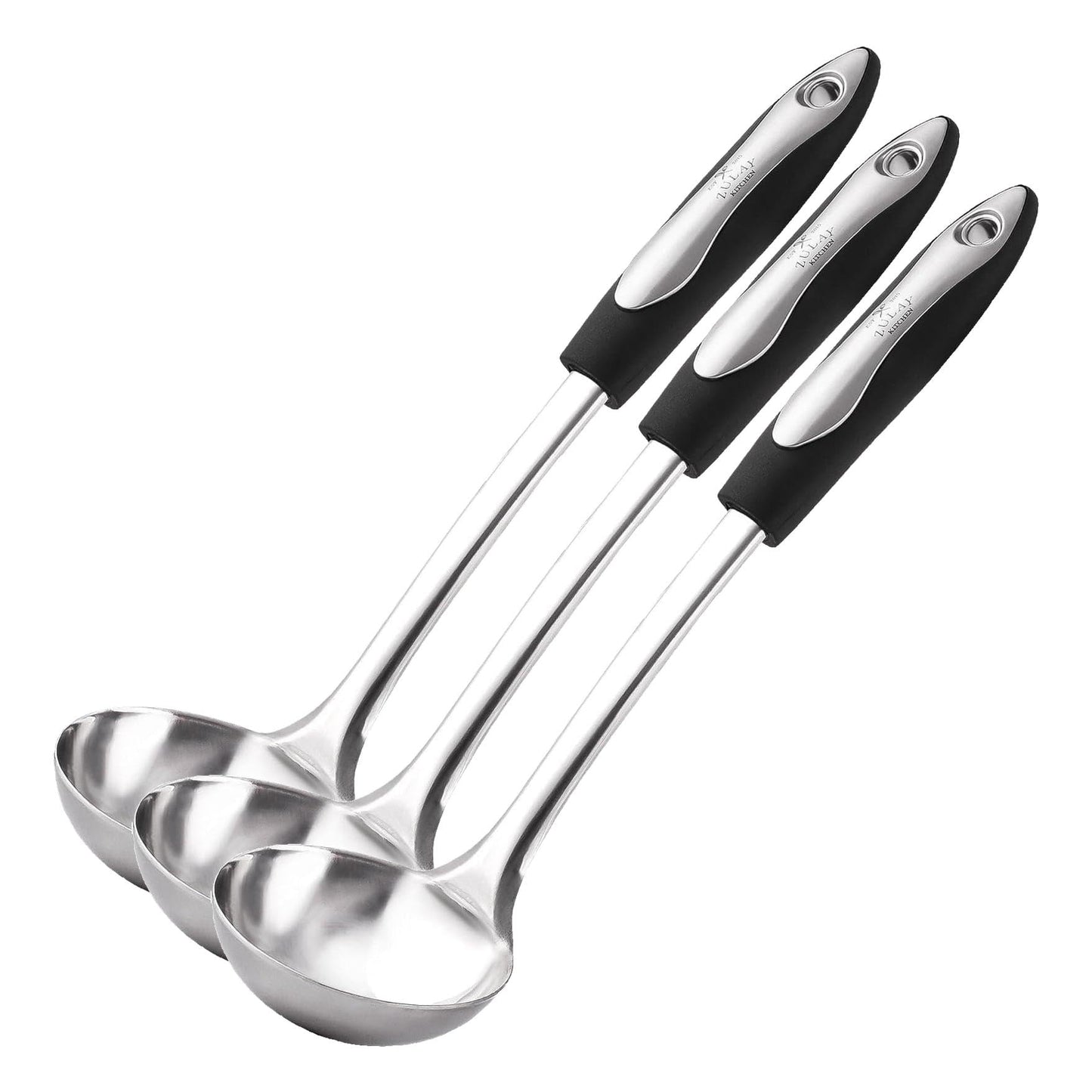 Zulay Kitchen Premium Soup Ladle - 12" Stainless Steel with Non-Slip Silicone Handle