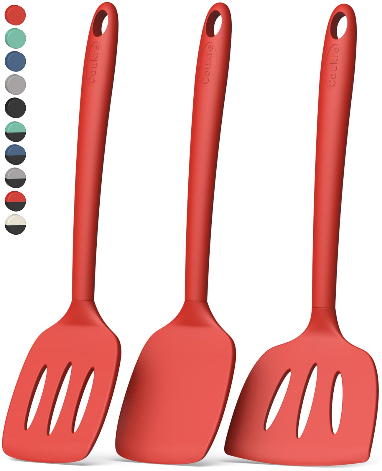 Coukre 3 Pack Silicone Spatula Set, Heat Resistant to 500°F, BPA-Free