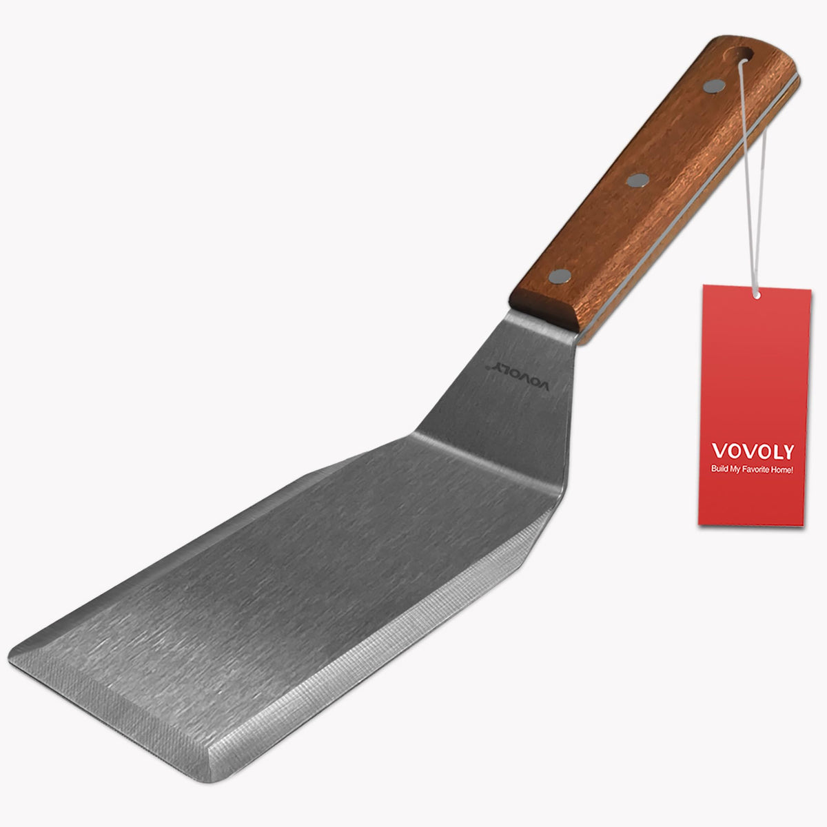 Extra Wide Spatula, Large Metal Spatula with Full Tang Wooden Handle & Beveled Edges for Skillets, Griddles & Grills, Pancake Flipper Turner, Smash Burgers Turner, 6 x 5-inches