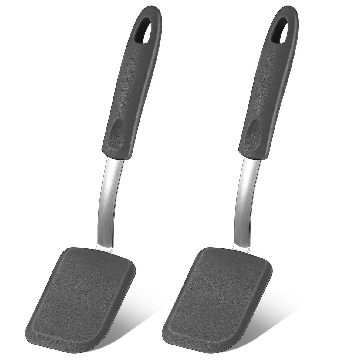 2 Pcs Mini Silicone Cookie Brownie Spatula,Solid Flat,Gray, Blue