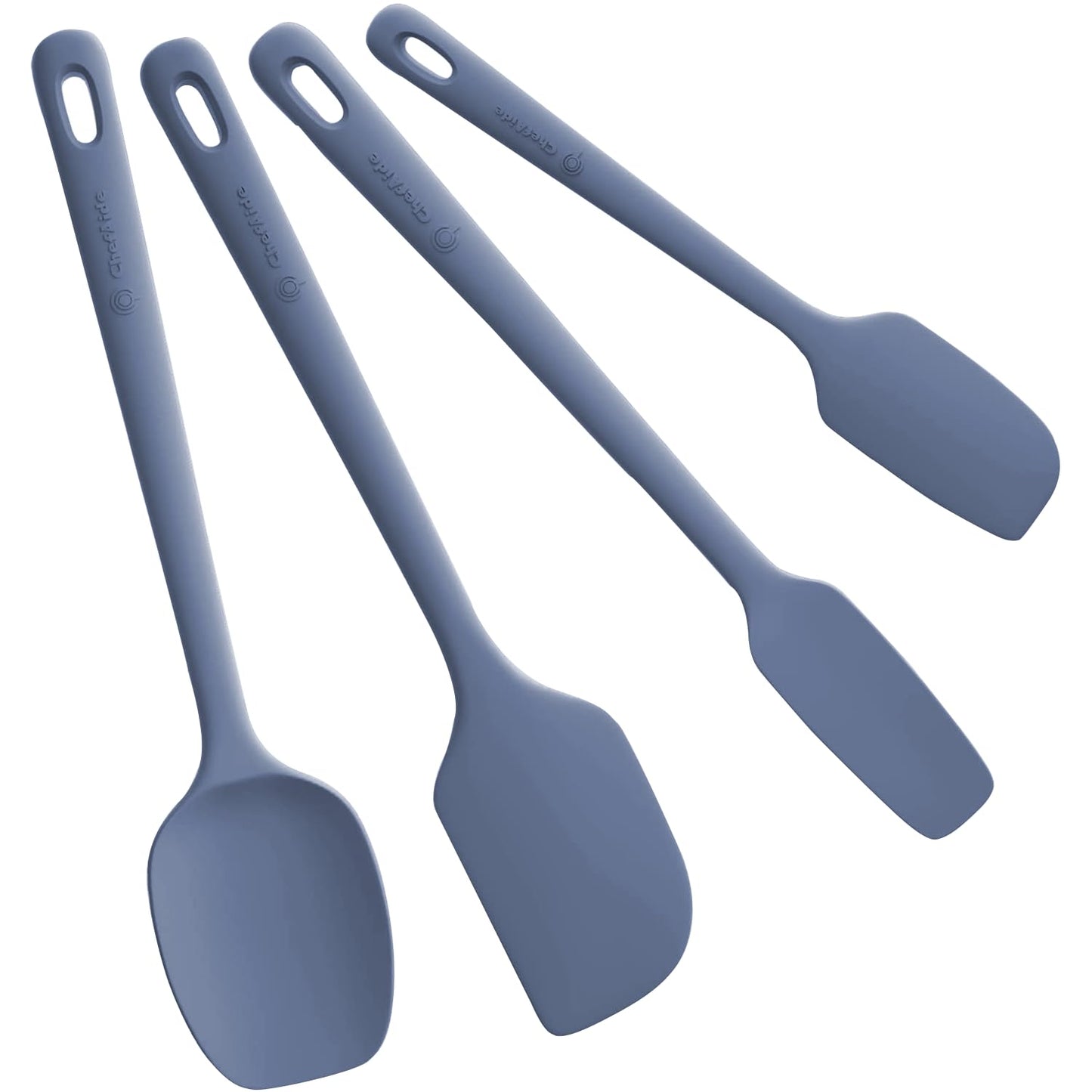 ChefAide 5 Pieces Silicone Spatula Set, Food Grade Rubber Spatula, Upgrade Strong Handle with Ergonomic Grip, Heat Resistant Up to 600°F for Nonstick Cookware, Cooking
