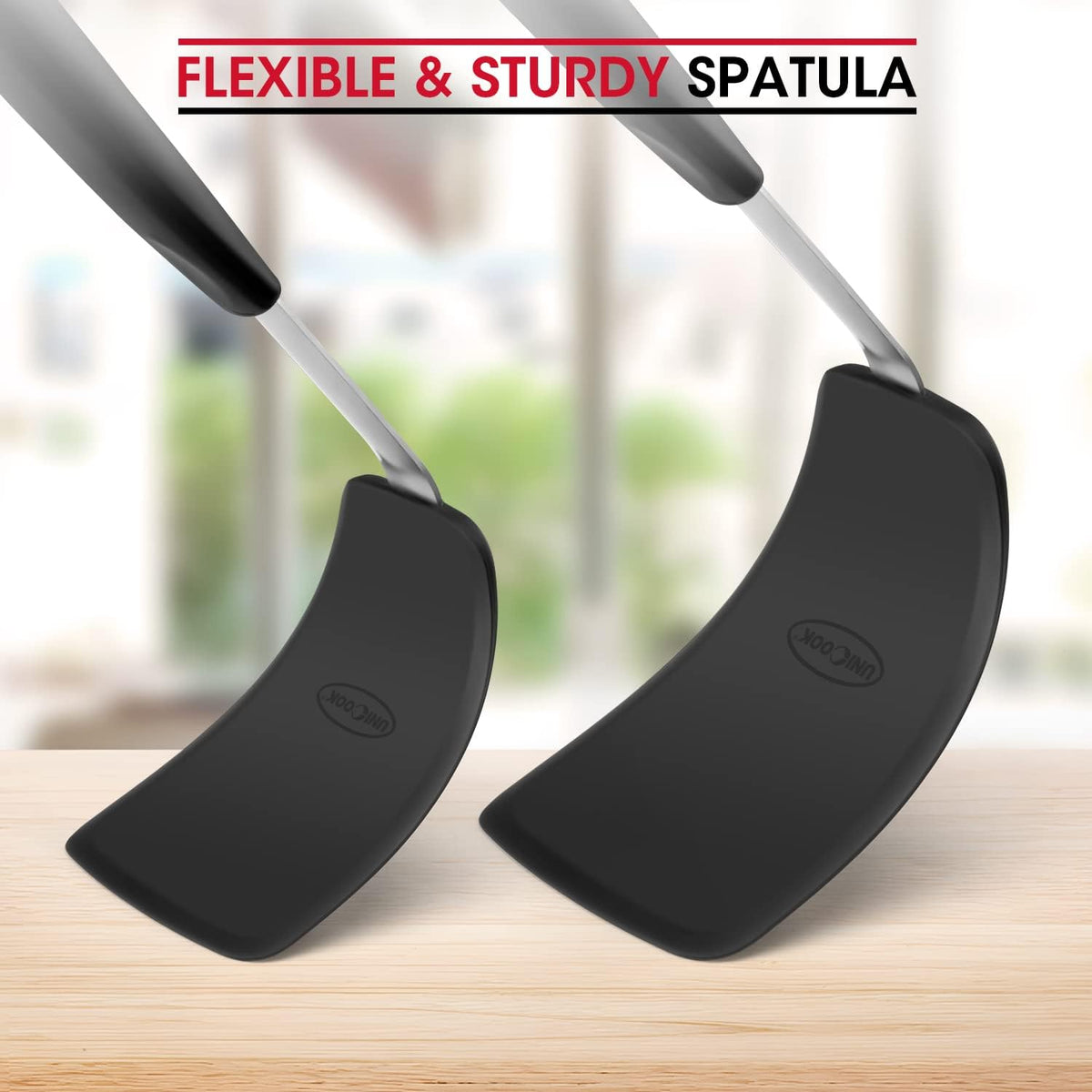Unicook 2 Pieces Flexible Silicone Spatula Set for Kitchen Use, Food Grade