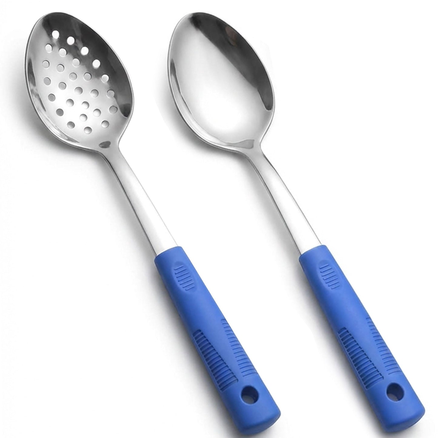 Serving Spoons Set, Large Serving Spoons with Silicone Handles
