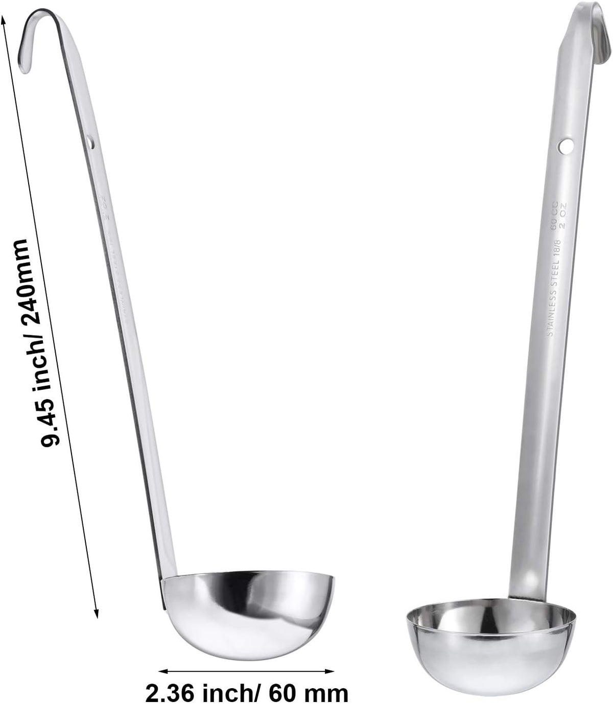 Meekoo 3 Pcs Stainless Steel Ladles Soup with Long Handle,2 oz