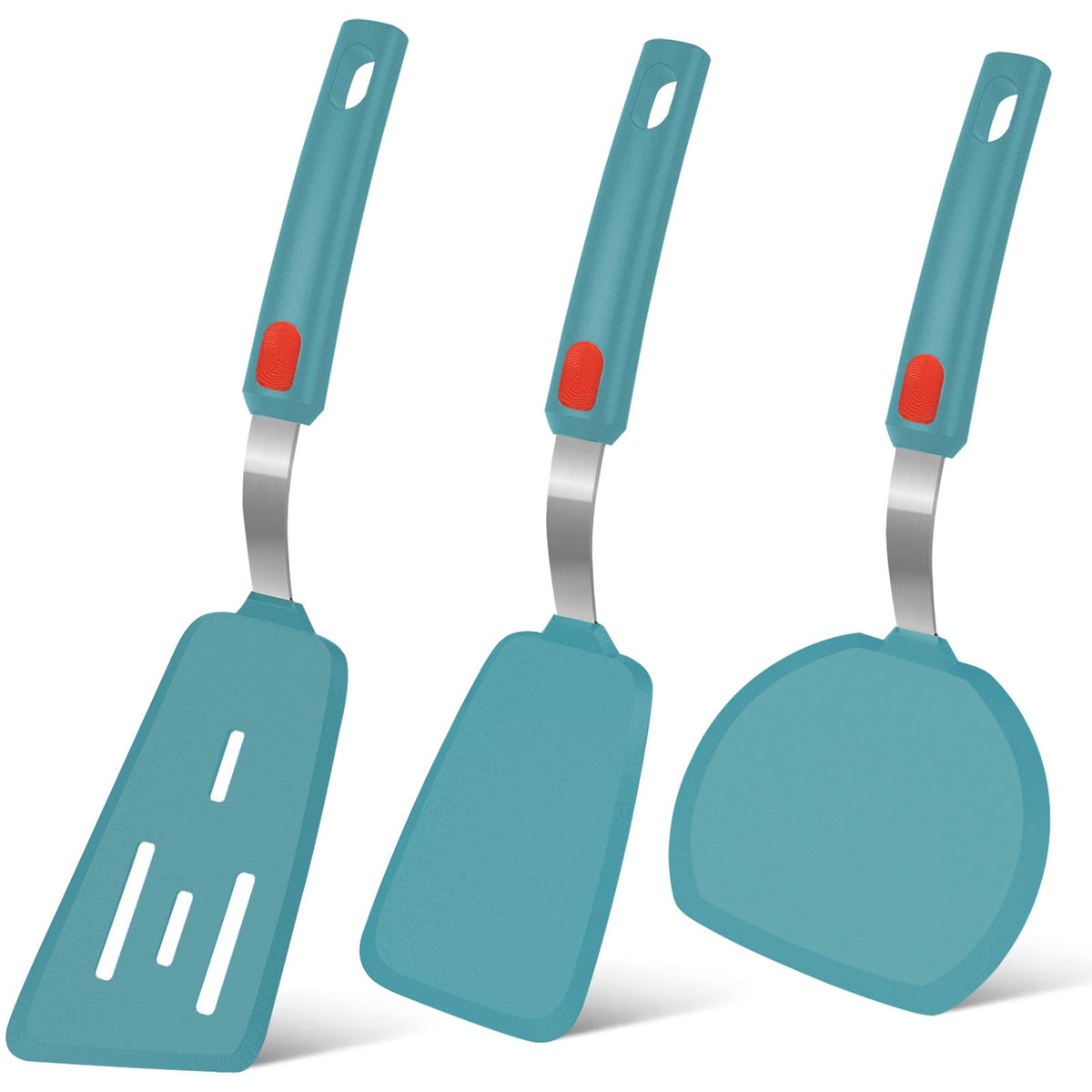 Beijiyi Silicone Spatula Turner Set of 3, 600°F Heat Resistant, BPA Free