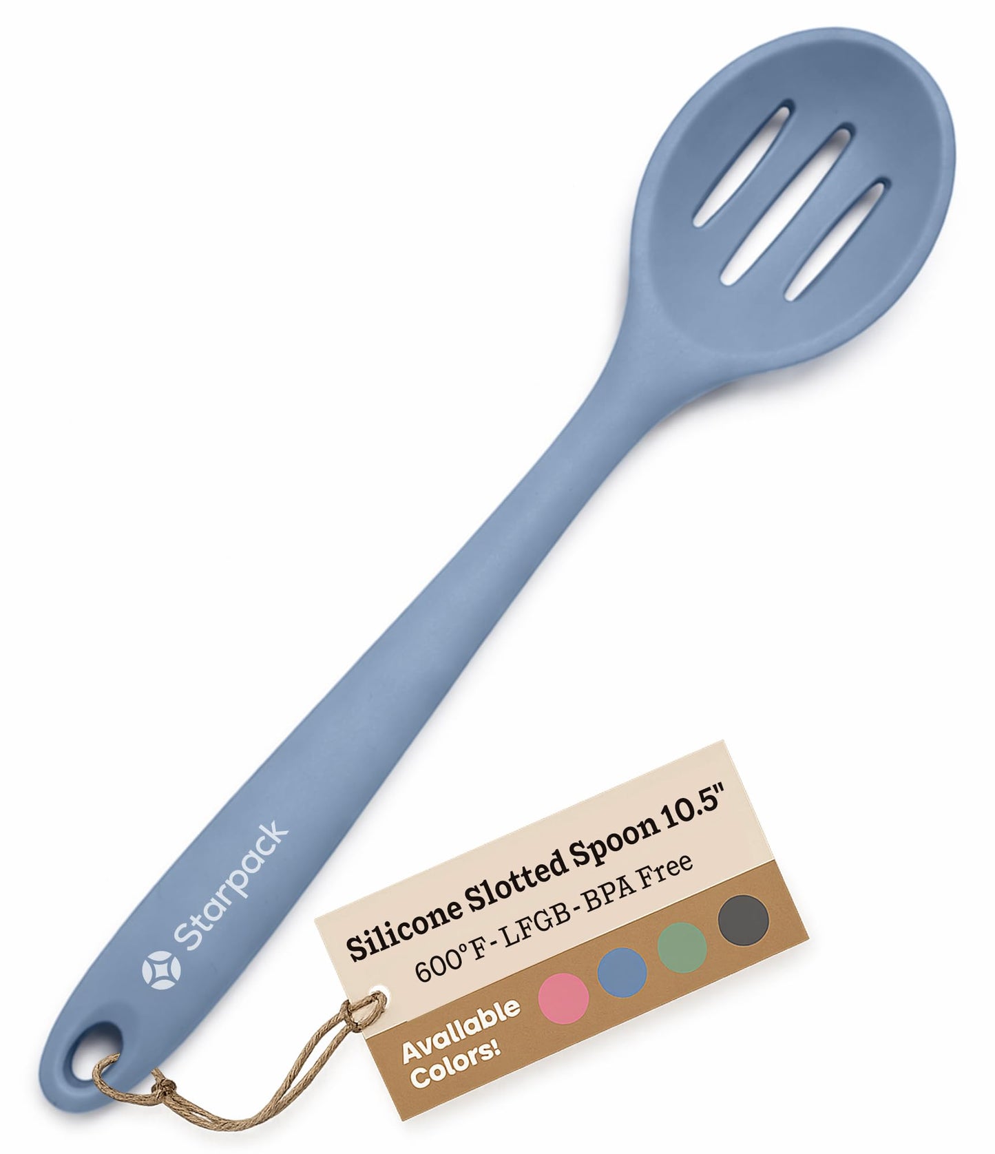 Starpack 'Let it Drain' Silicone Slotted Spoon(10.6 Inches) - Small Slotted Spoon for Cooking Heat Resistant to 600°F - Silicone Slotted Serving Spoons, Non Stick Slotted Cooking Spoon