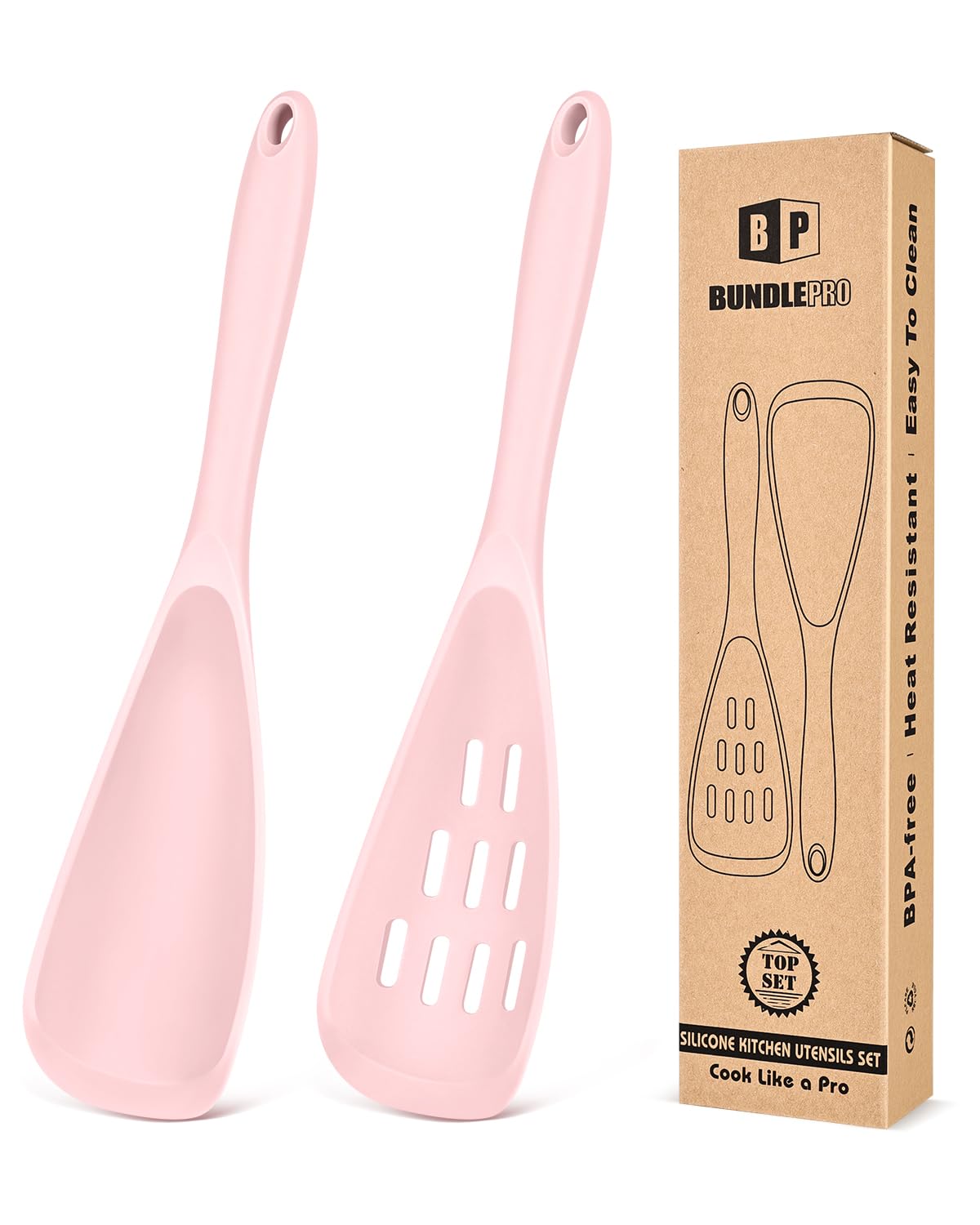 Pack of 2 Cooking Spoons for Non Stick Cookware, Multifunction Spatula Spoon BPA-Free, One-Piece Design, Suitable for Scooping, Scraping, Serving and Mixing(BLACK)