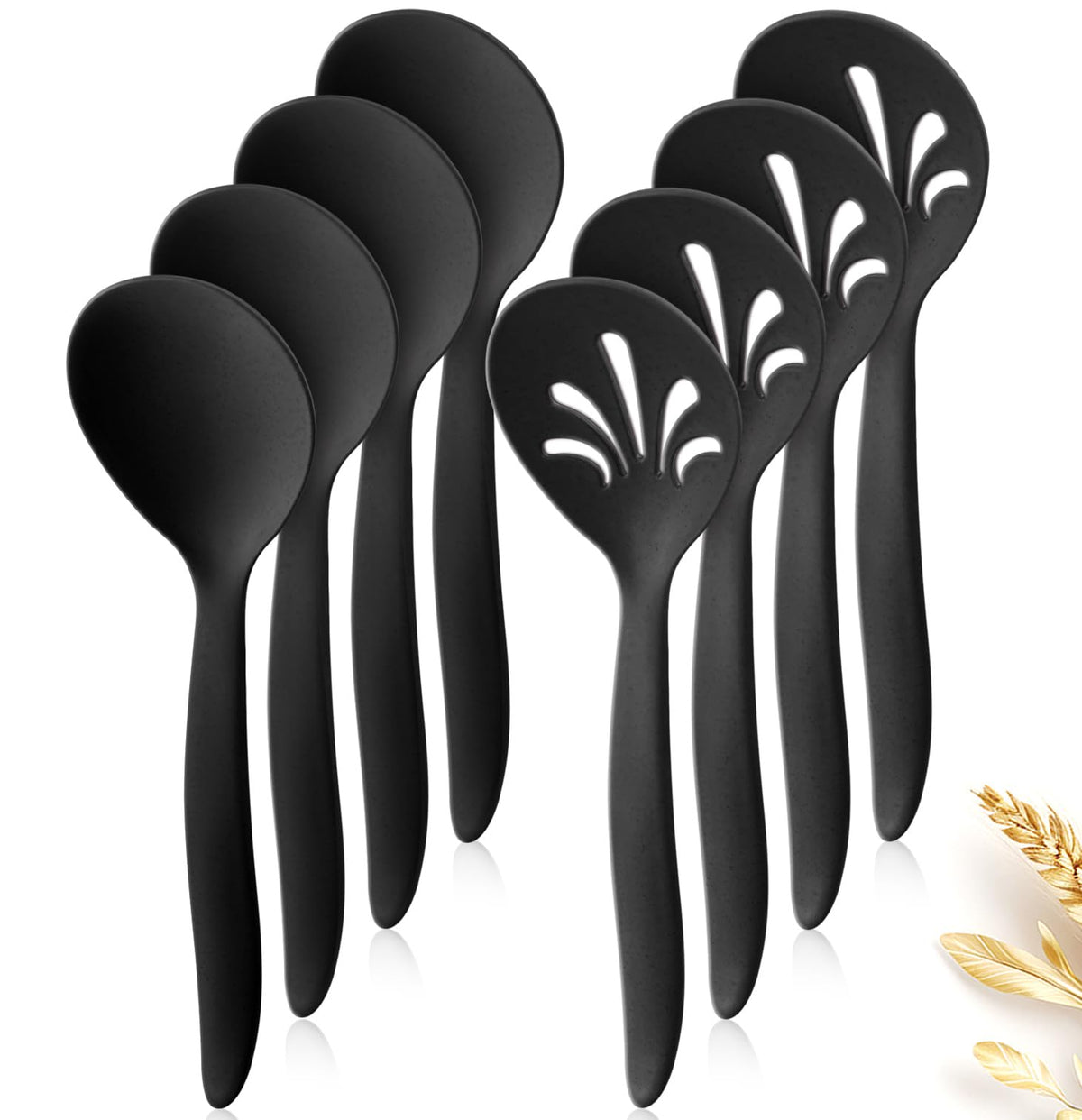 8 Pcs 10" Large Plastic Wheat Straw Serving Spoons Set, Serving Spoons & Slotted Spoons, Kitchen Mixing Serving Spoon for Party Buffet Catering (Orange/Blue/Yellow/Green, Not for Cooking)