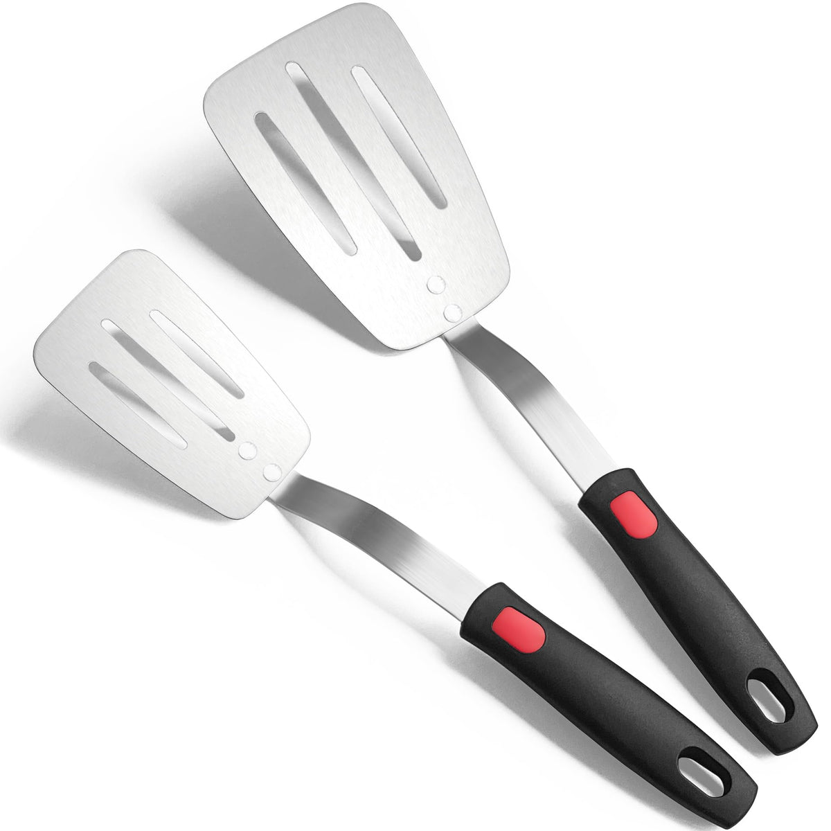 Stainless Steel Flexible Spatula, Thin Metal Turners, 2Pack(S+XL) Slotted