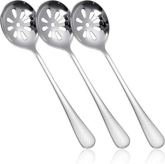3Pcs 7.8 Inch Slotted Spoon, Serving Spoons, Dips, Cereals (10 Holes)