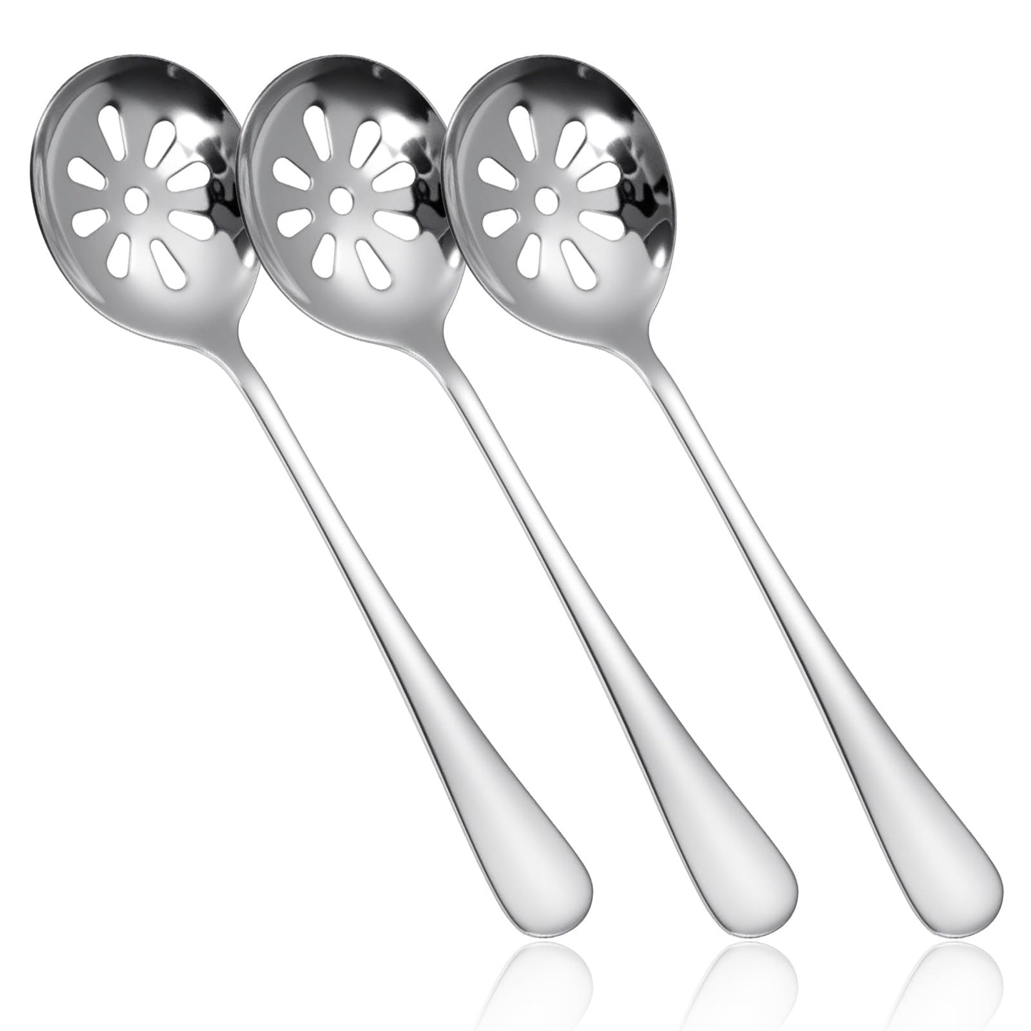 3Pcs 7.8 Inch Slotted Spoon, Serving Spoons, Dips, Cereals (10 Holes)