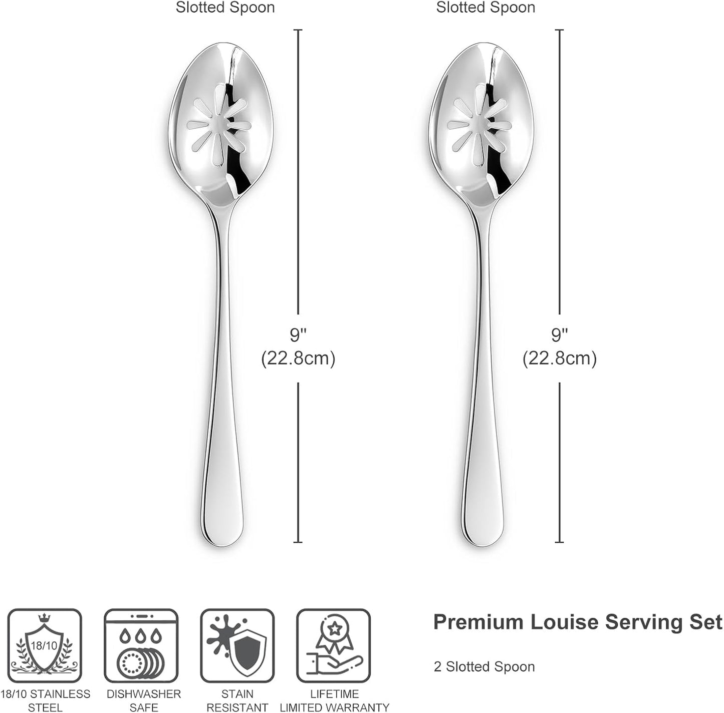 KEAWELL Premium Louise 9-Inch Slotted Serving Spoon (Slotted Spoon)