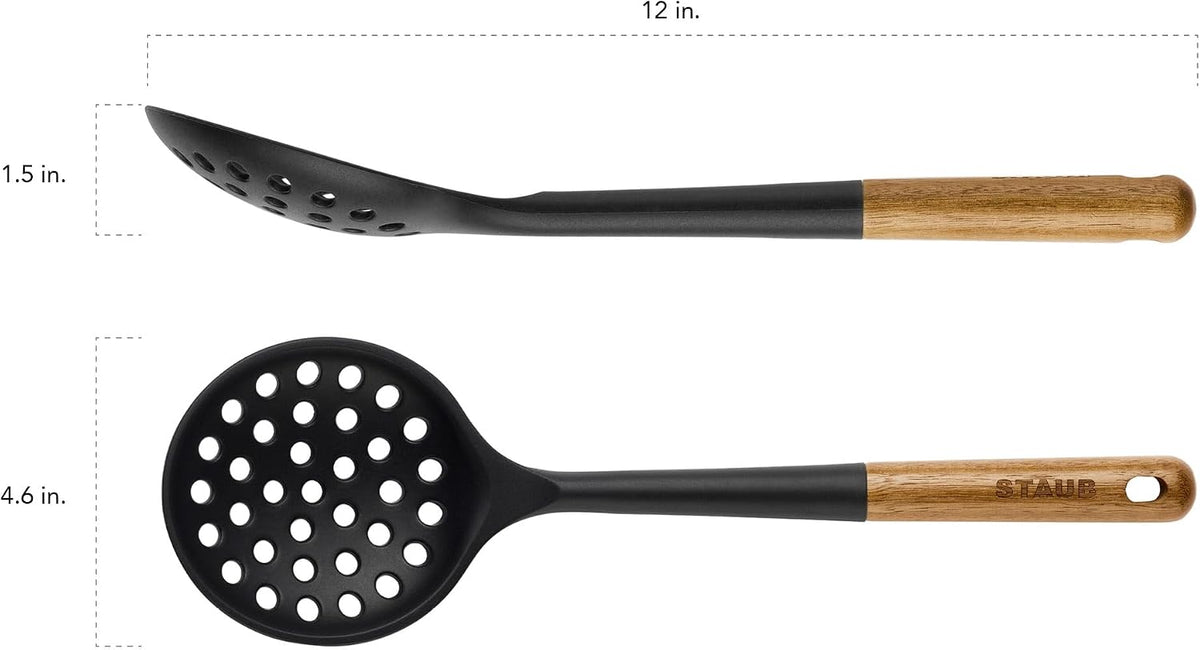 Staub Silicone with Wood Handle Cooking Utensil, Skimming Ladle