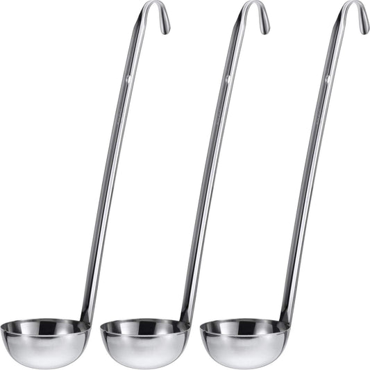 Meekoo 3 Pcs Stainless Steel Ladles Soup with Long Handle,2 oz