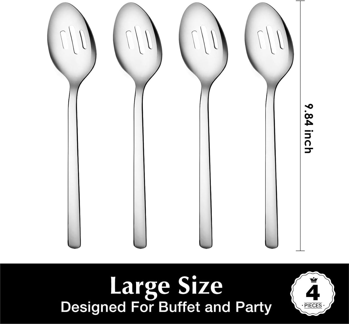 KINGSTONE 18/10 Stainless Steel Slotted Serving Spoons 4 Piece Sets