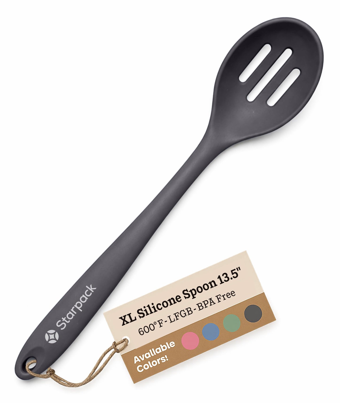 Starpack 'Let it Drain' Silicone Slotted Spoon(10.6 Inches) - Small Slotted Spoon for Cooking Heat Resistant to 600°F - Silicone Slotted Serving Spoons, Non Stick Slotted Cooking Spoon