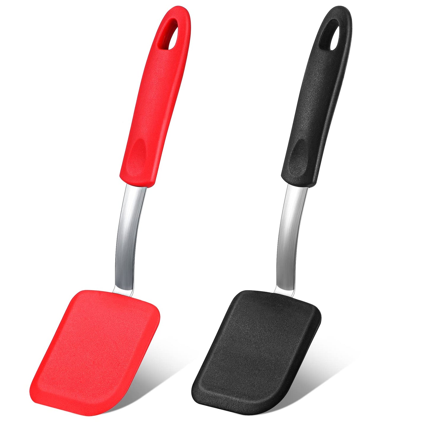2 Pcs Mini Silicone Cookie Brownie Spatula,Solid Flat,Gray, Blue