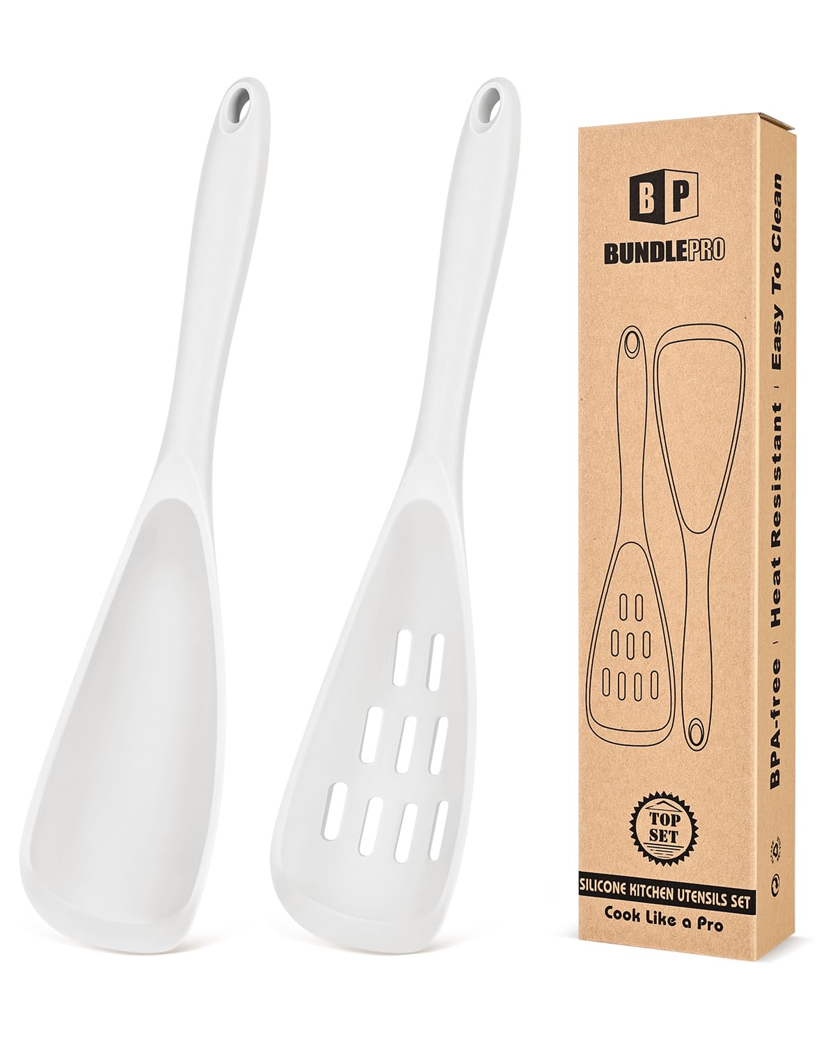 Pack of 2 Cooking Spoons for Non Stick Cookware, Multifunction Spatula Spoon BPA-Free, One-Piece Design, Suitable for Scooping, Scraping, Serving and Mixing(BLACK)