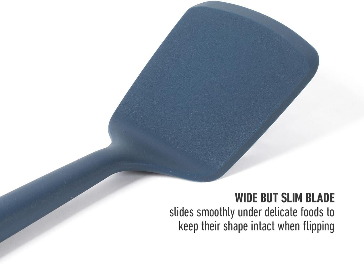 Calphalon Edge Silicone Turner, Flexible Silicone Cooking Spatula with Reinforced Core, Heat-Resistant Nonstick-Safe Turner for Flipping & Cooking, Navy