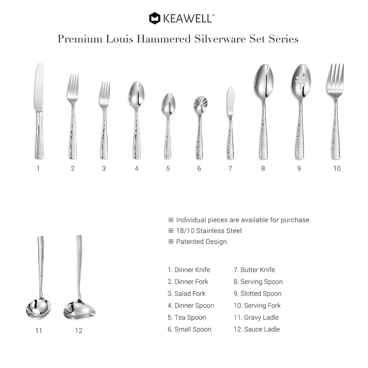 KEAWELL Premium Louis Hammered Slotted Spoons (Slotted Spoons, Set of 2)