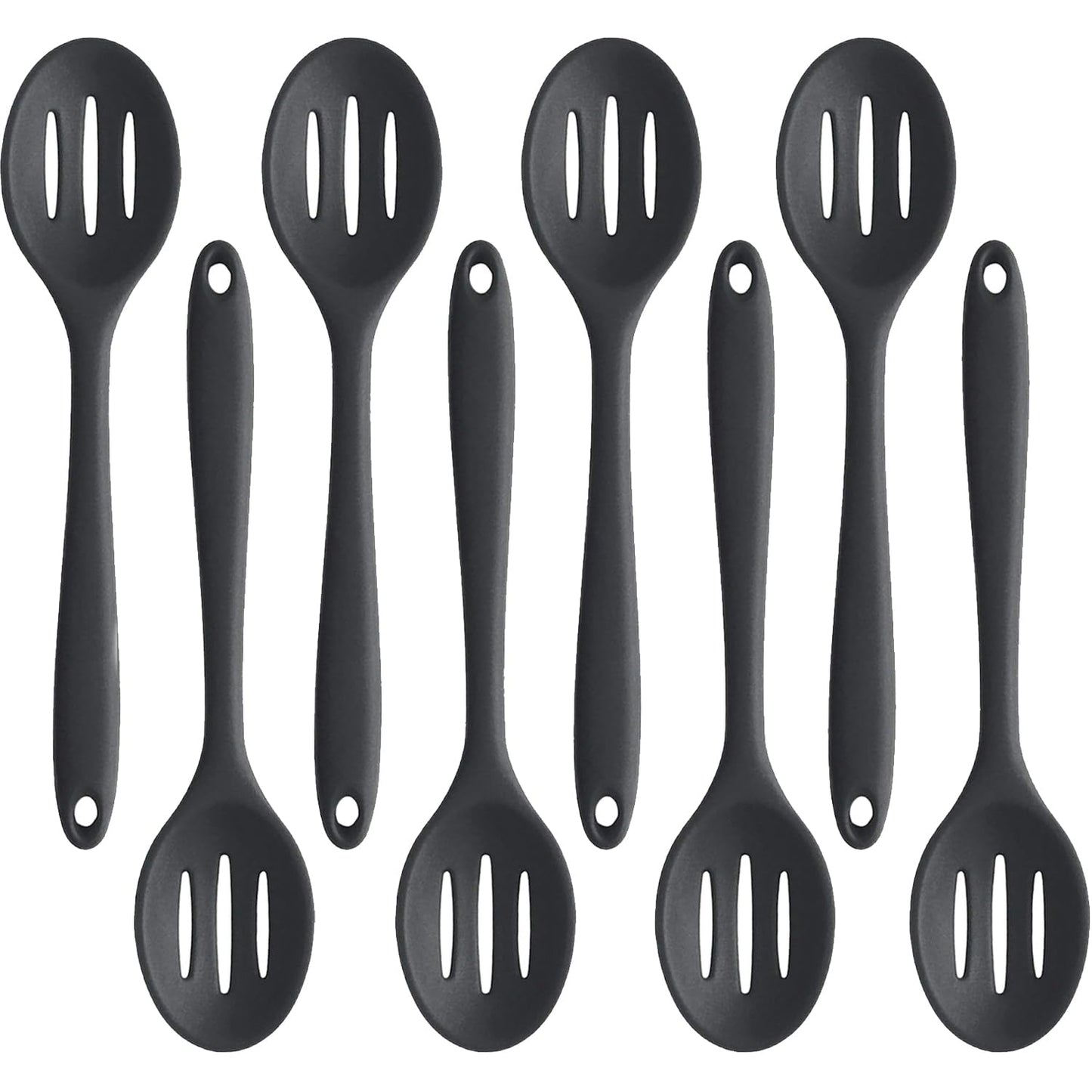 4 Pieces Silicone Slotted Spoons,Nonstick Mixing Serving Spoons for Kitchen Cooking Bake Stir Draining Tool