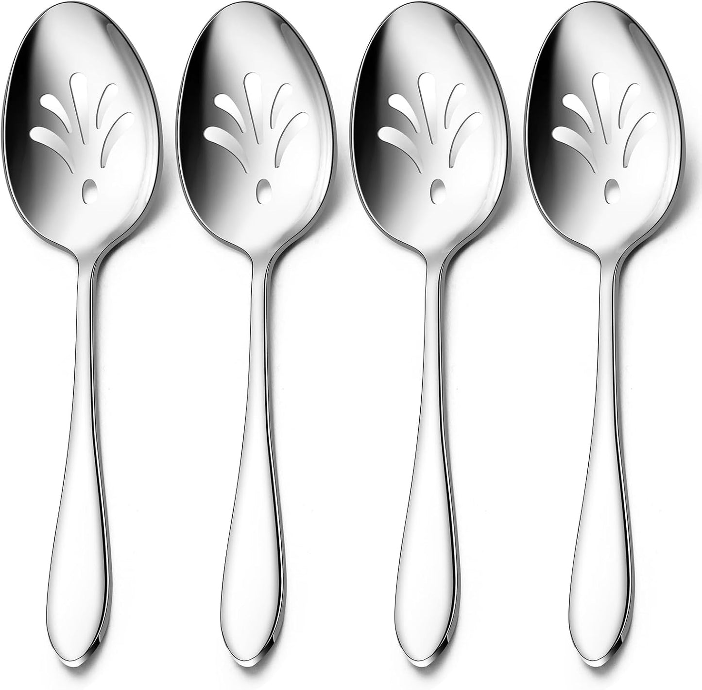 Stainless Steel Slotted Serving Spoons, E-far 4-Piece Metal Tablespoons Hostess Serving Utensils Set for Catering Buffet Party Kitchen Restaurant, Dishwasher Safe