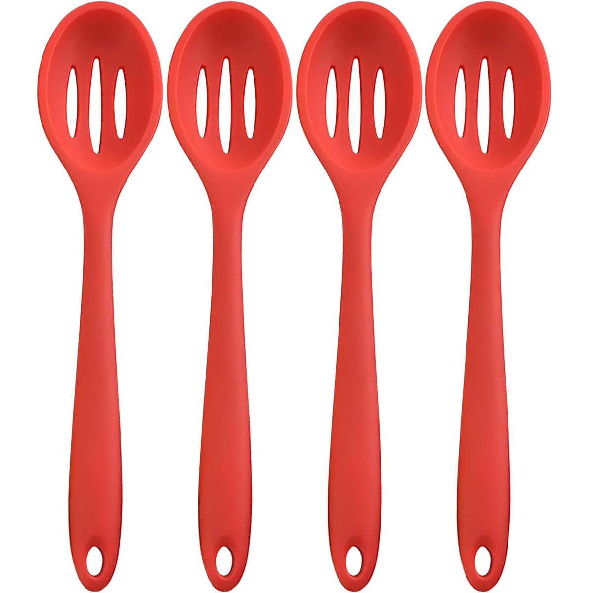 4 Pieces Silicone Slotted Spoons,Nonstick Mixing Serving Spoons for Kitchen Cooking Bake Stir Draining Tool