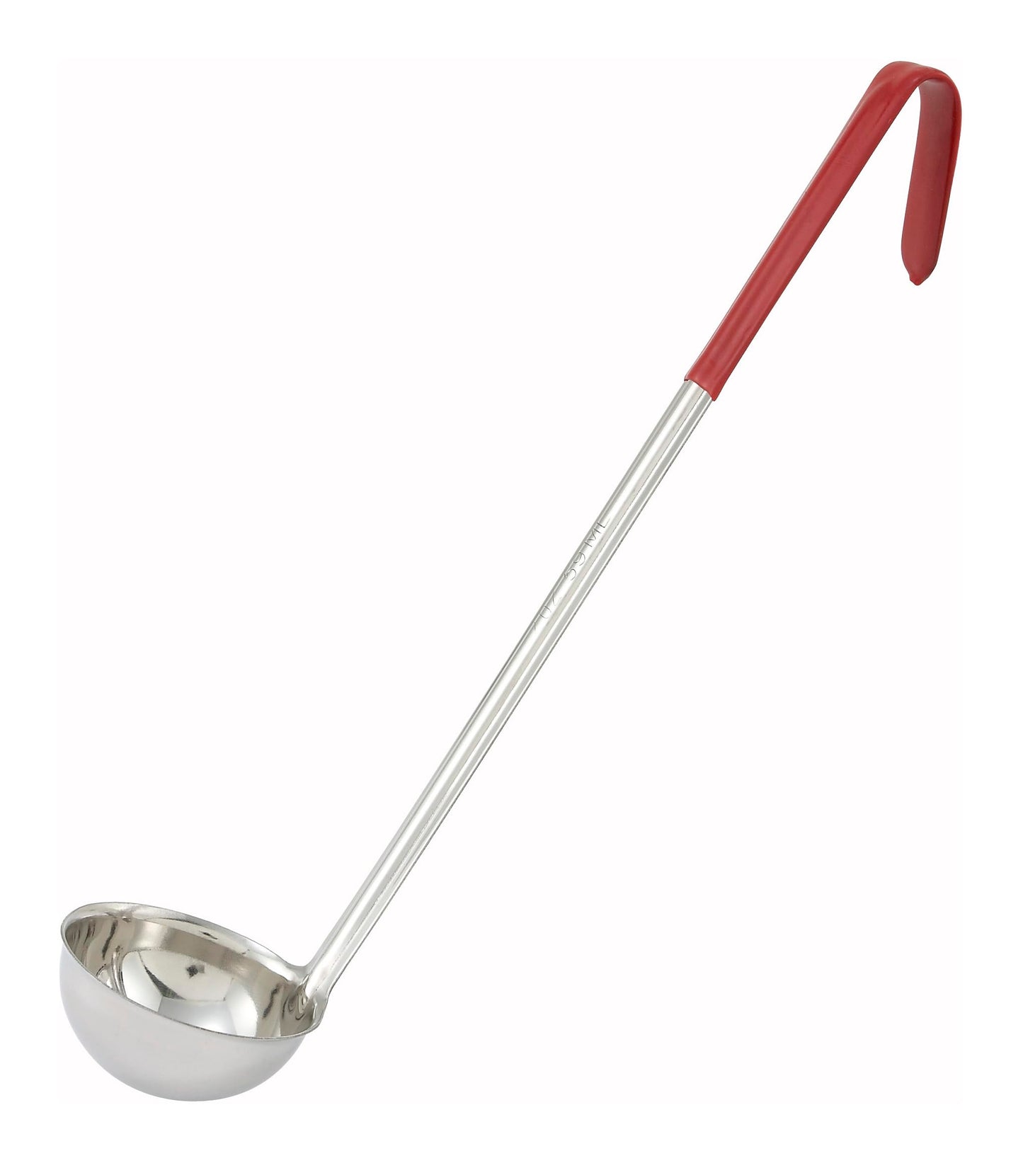 Winco 4 oz Red One Piece Stainless Steel Ladle