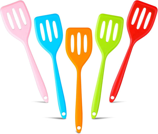 5 Pack Small Silicone Slotted Spatula Turner for Cooking Baking