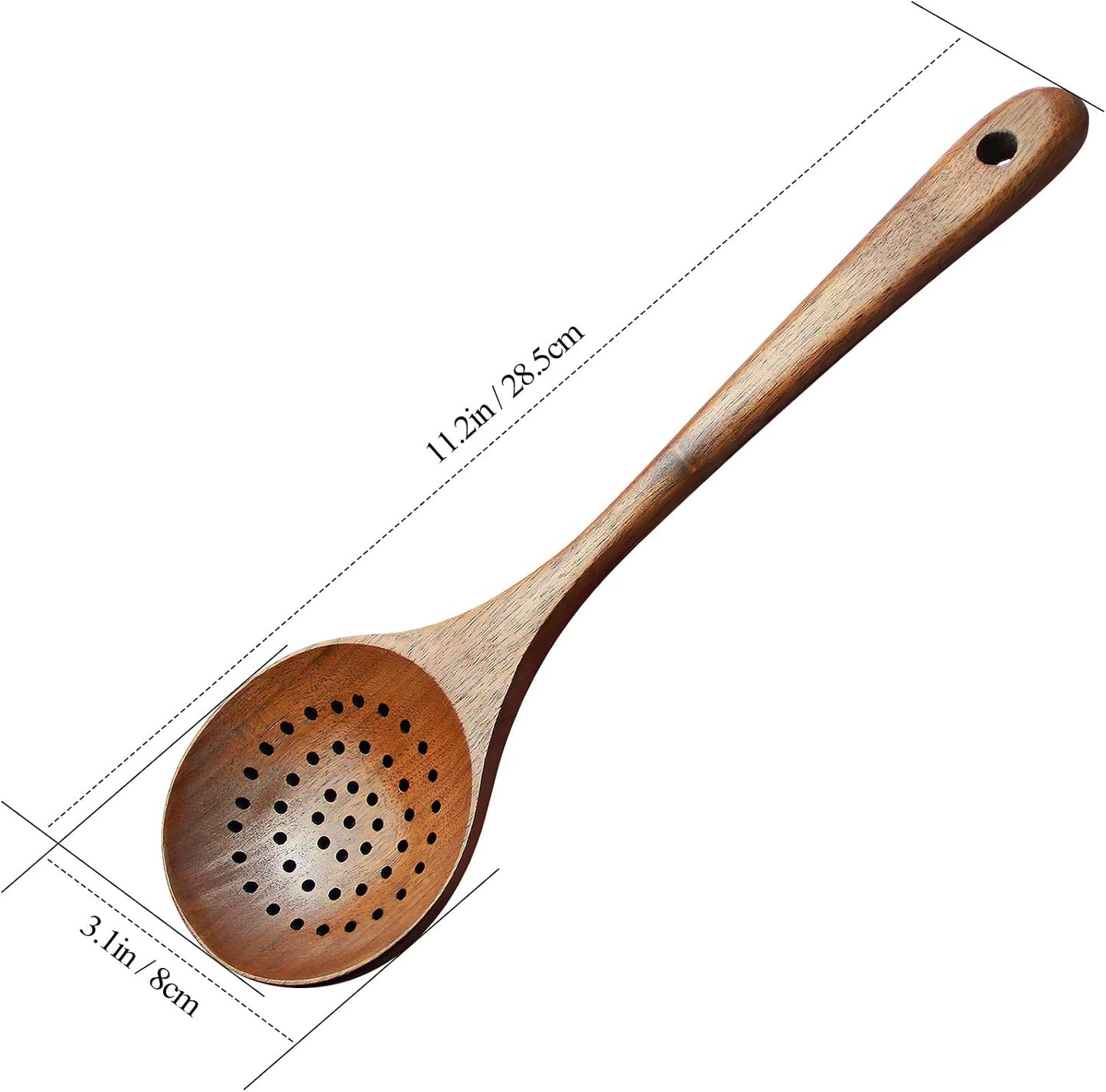 AOOSY Wooden Strainer Spoon,11" Wooden Slotted Spoon for Cooking