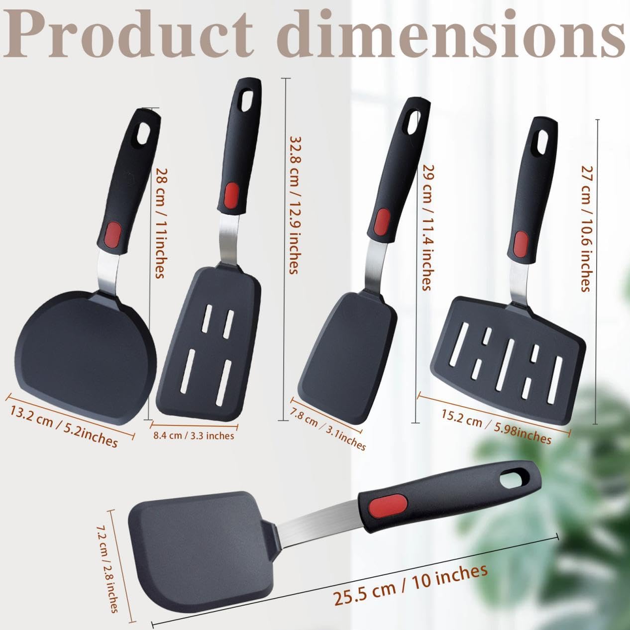 Silicone Spatula Set Turner 5-Pack Spatulas