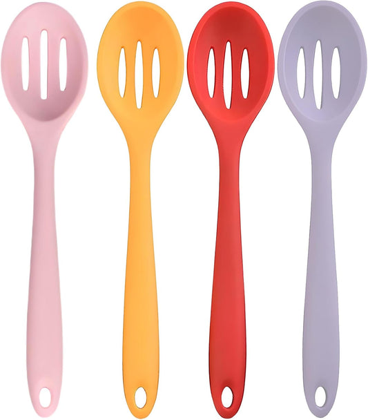 4 Pcs Slotted Spoons For Cooking,Nonstick Mixing Serving Spoons