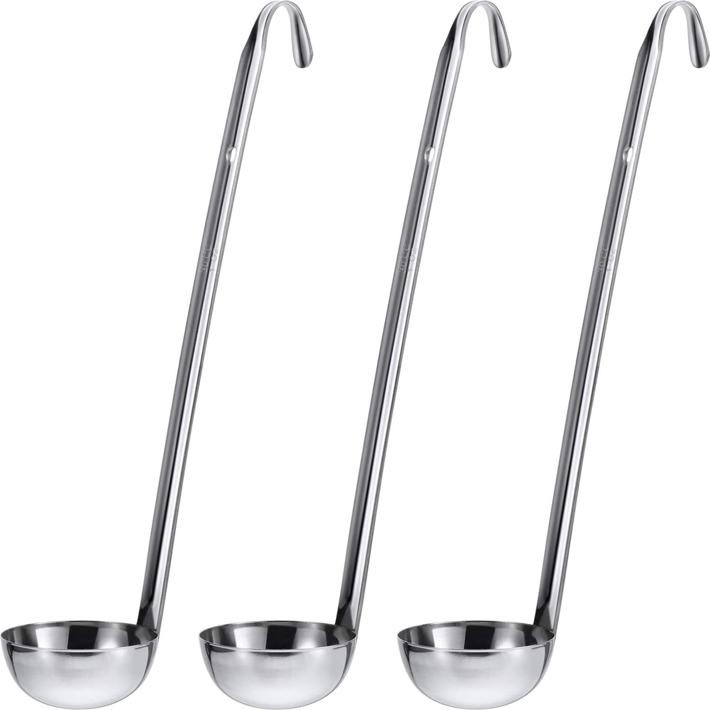 Meekoo 3 Pcs Stainless Steel Ladles Soup with Long Handle,2 oz