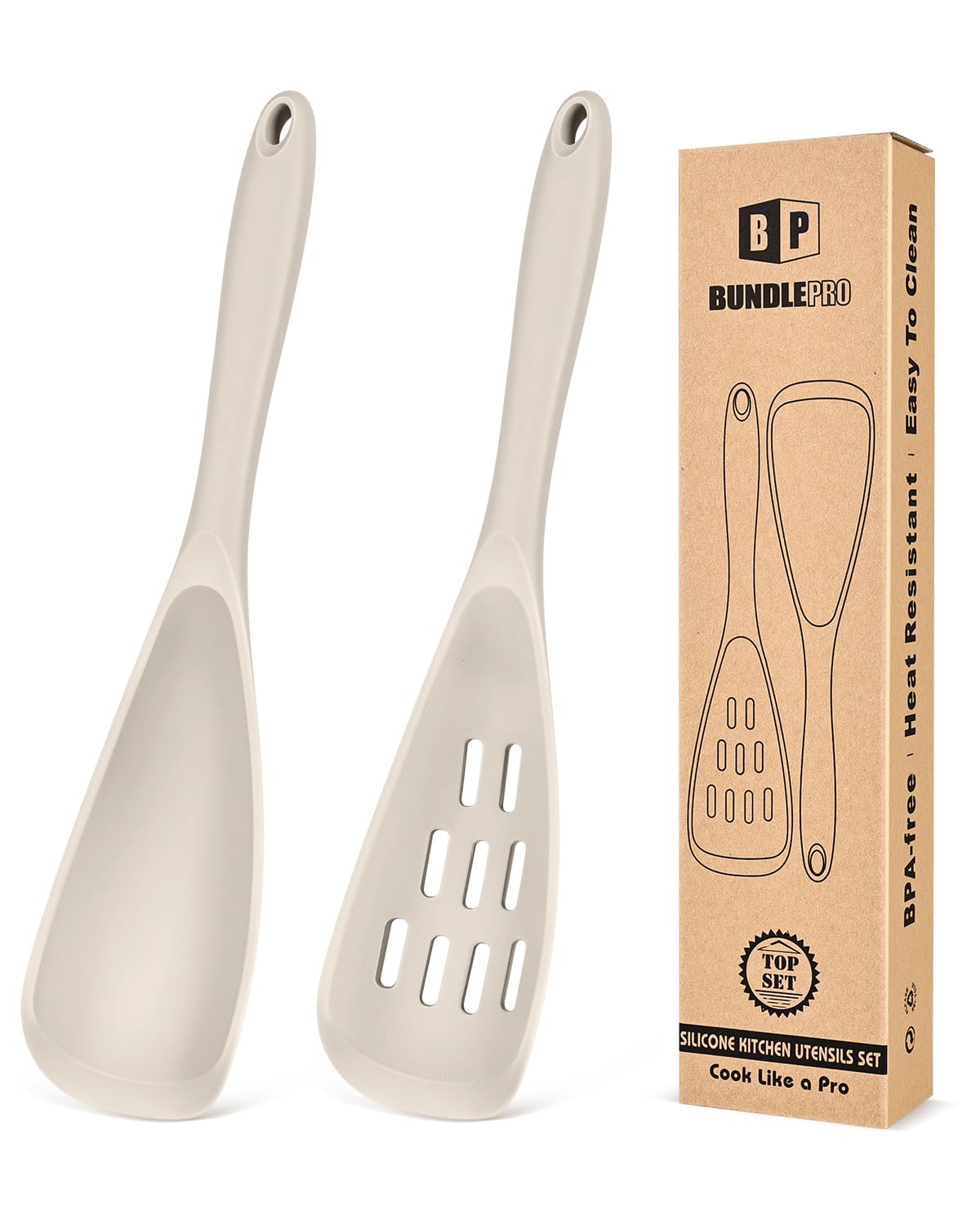 Pack of 2 Cooking Spoons for Non Stick Cookware, Multifunction Spatula Spoon BPA-Free, One-Piece Design, Suitable for Scooping, Scraping, Serving and Mixing(BLACK)