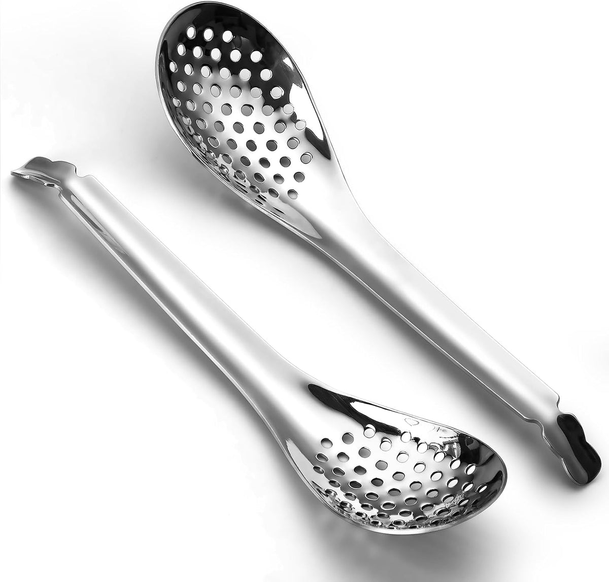 Stainless Steel Slotted Spoons Set of 2, Small Caviar Spoons for Egg Separator, Spherification & Molecular Gastronomy, Fine Mesh Skimmer