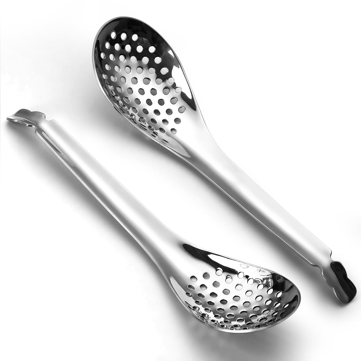 Stainless Steel Slotted Spoons Set of 2, Small Caviar Spoons for Egg Separator, Spherification & Molecular Gastronomy, Fine Mesh Skimmer