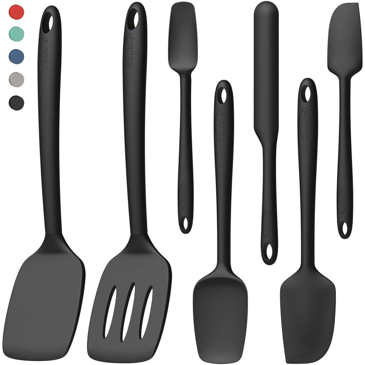Coukre 3 Pack Silicone Spatula Set, Heat Resistant to 500°F, BPA-Free