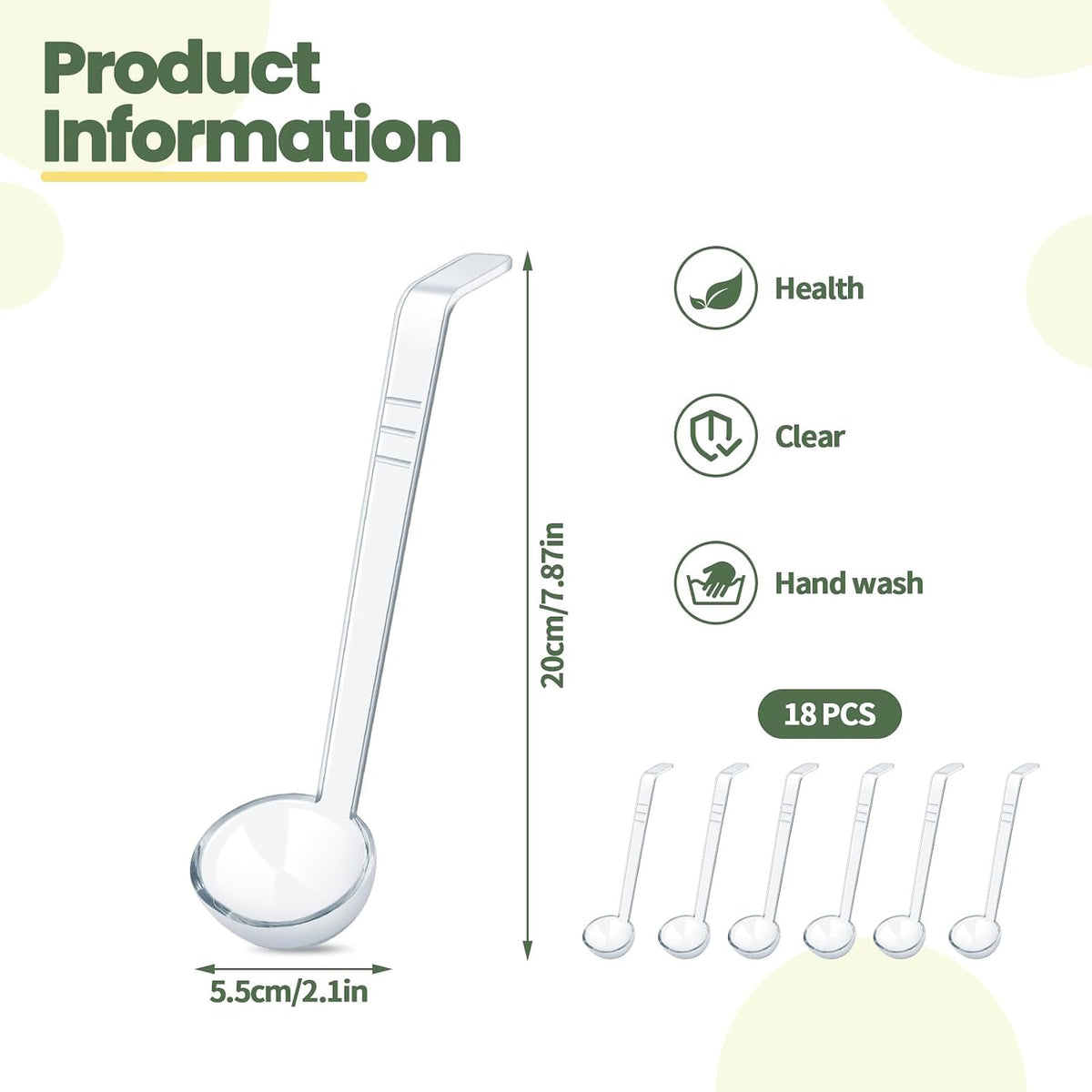 6 Pcs 1 Oz Small Ladle 7.87 Inches Mini Ladles for Serving Sauce, Soup, Dressing, Punch Bowl, Gravy, Cocktail, Fruit Juices – Clear Plastic Long Handle Ladles for Parties